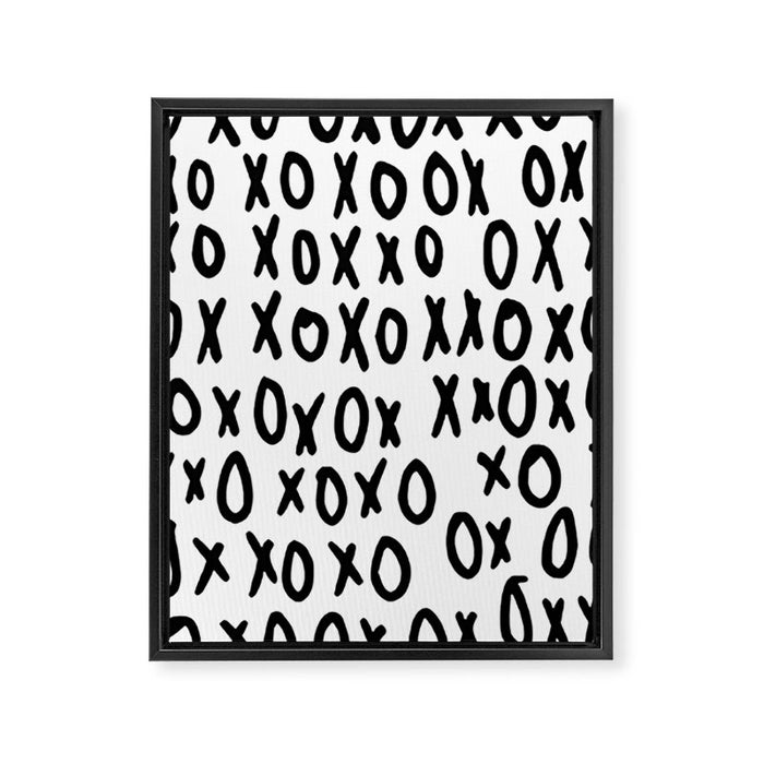 Hugs and Kisses in White and Black Framed Canvas Print Gallery Image 1