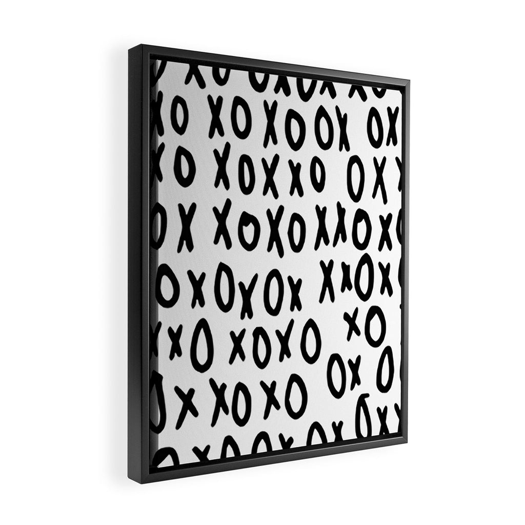 Hugs and Kisses in White and Black Framed Canvas Print Gallery Image 2