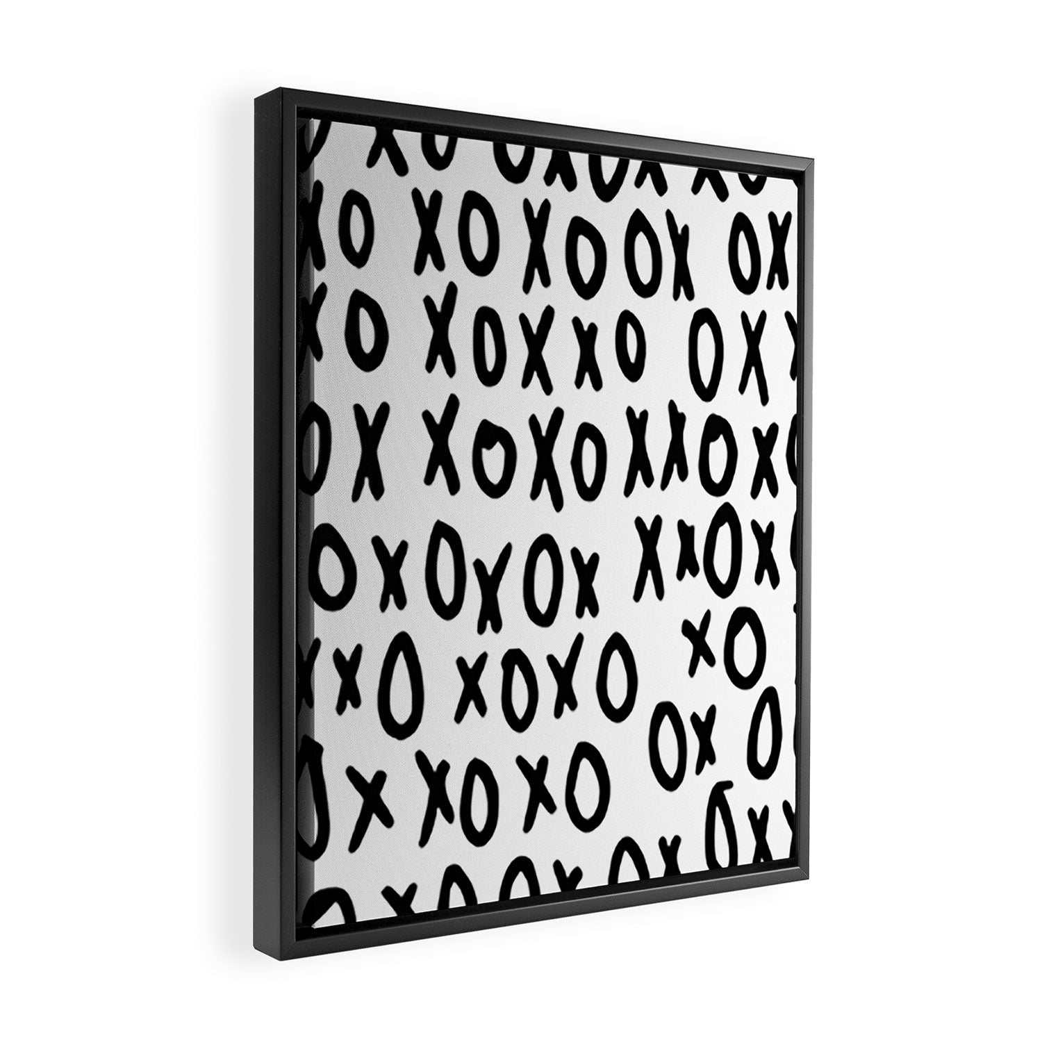 Hugs and Kisses in White and Black Framed Canvas Print Gallery Image 2