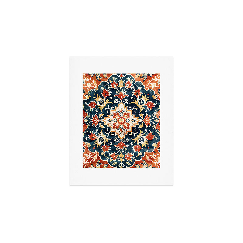 Indigo and Floral Spice Mandala Art Print Gallery Image 1