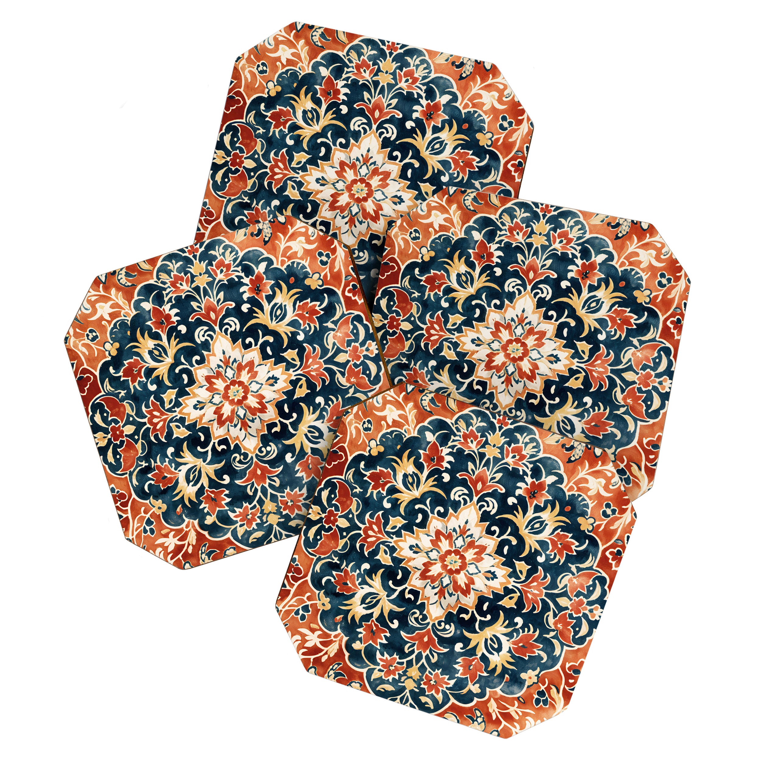 Indigo and Floral Spice Mandala Coaster Gallery Image 1