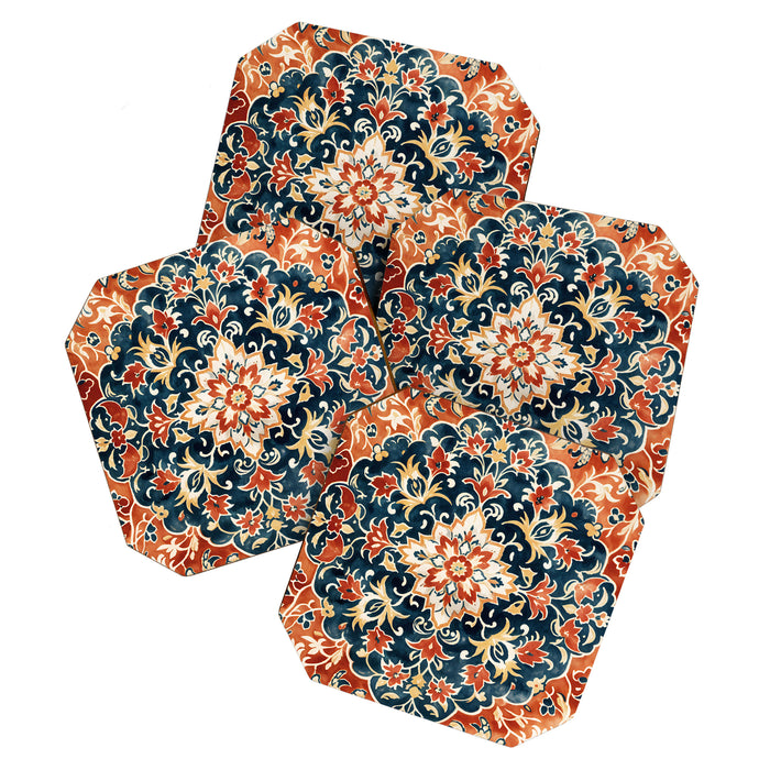 Indigo and Floral Spice Mandala Coaster Gallery Image 1
