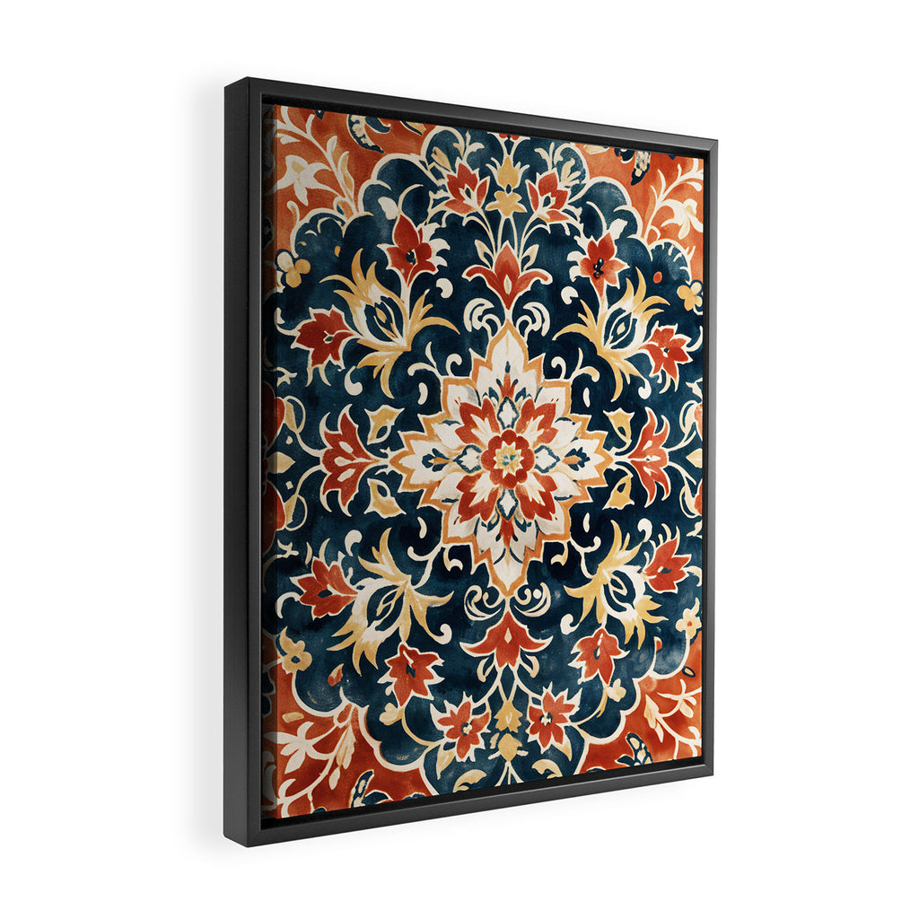 Indigo and Floral Spice Mandala Framed Canvas Print Gallery Image 2