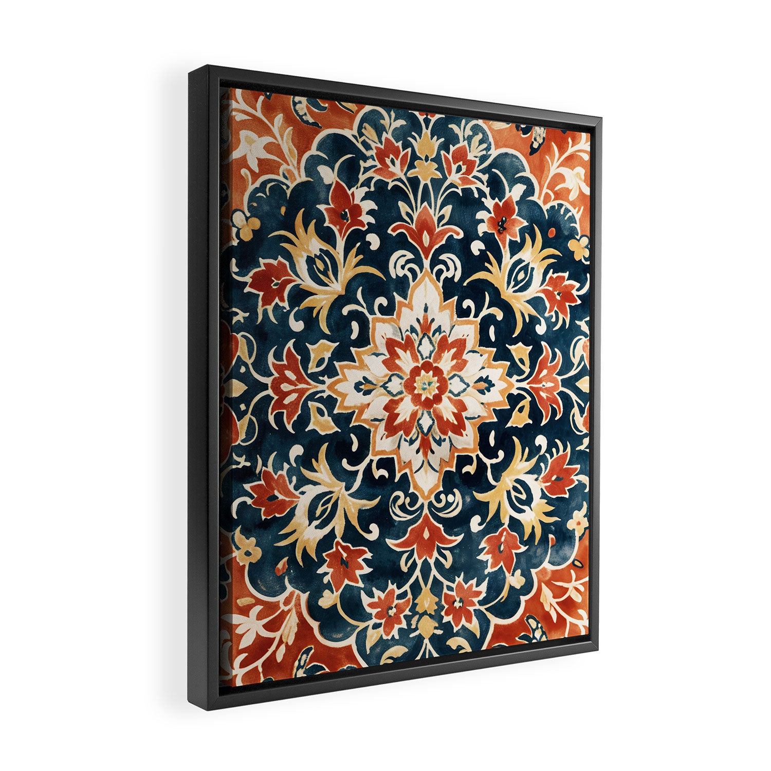 Indigo and Floral Spice Mandala Framed Canvas Print Gallery Image 2