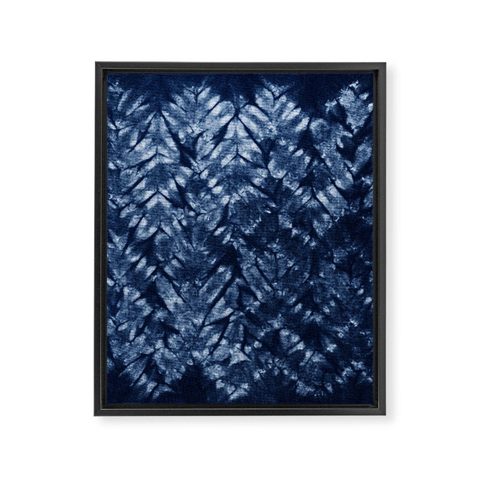 Indigo Blue Shibori Tie Dye, Boho Art Framed Canvas Print Gallery Image 1