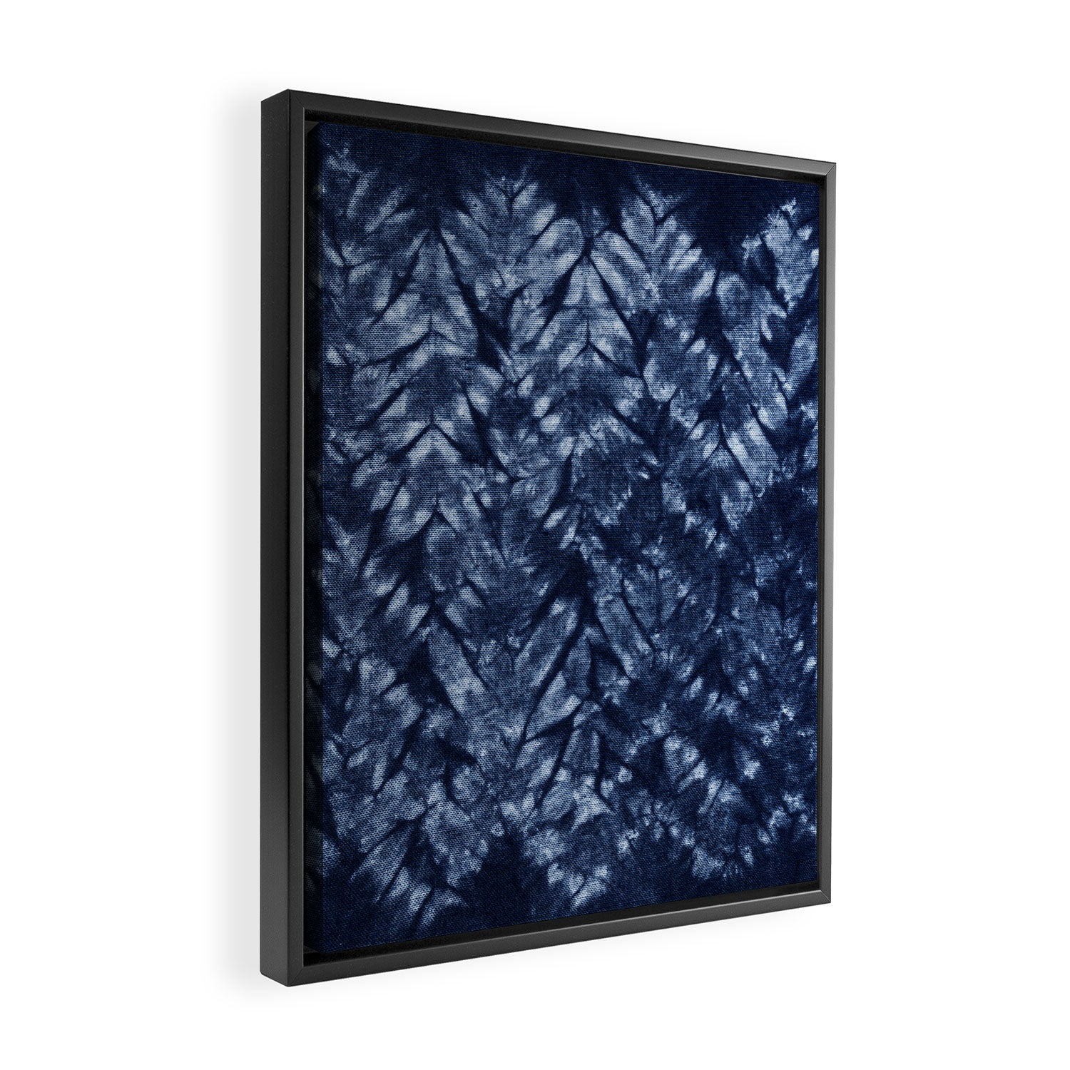 Indigo Blue Shibori Tie Dye, Boho Art Framed Canvas Print Gallery Image 2