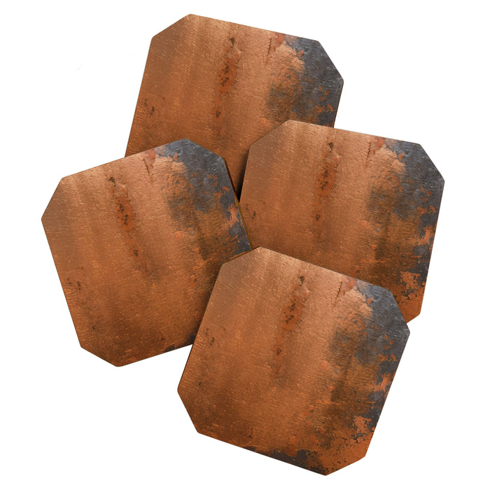 Japandi Art Copper and Black Rust Coaster Gallery Image 1