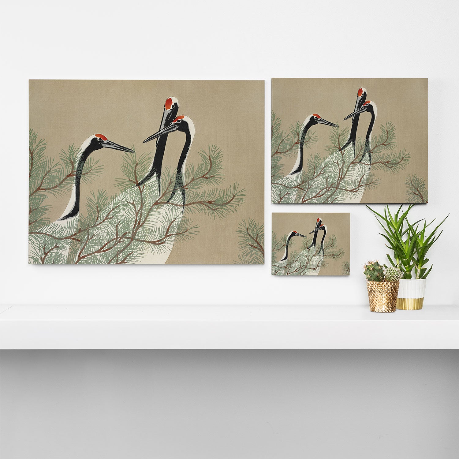 Japanese Tapestries, Japan Prints: Cranes from Momoyogusa by Kamisaka Sekka Canvas Print Gallery Image 3