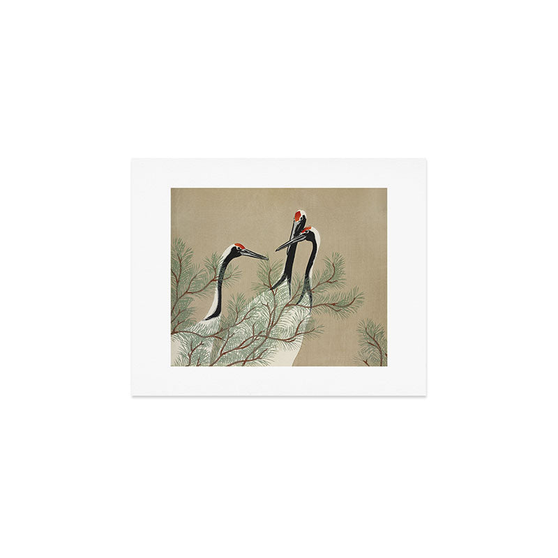 Japanese Tapestries, Japan Prints: Cranes from Momoyogusa by Kamisaka Sekka Art Print Gallery Image 1