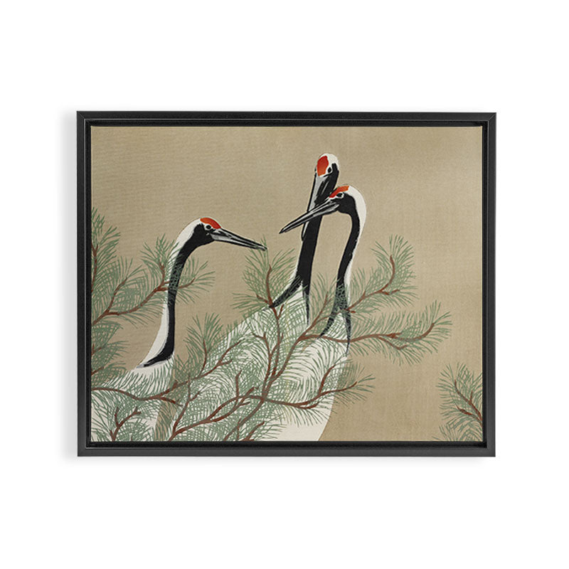 Japanese Tapestries, Japan Prints: Cranes from Momoyogusa by Kamisaka Sekka Framed Canvas Print Gallery Image 3