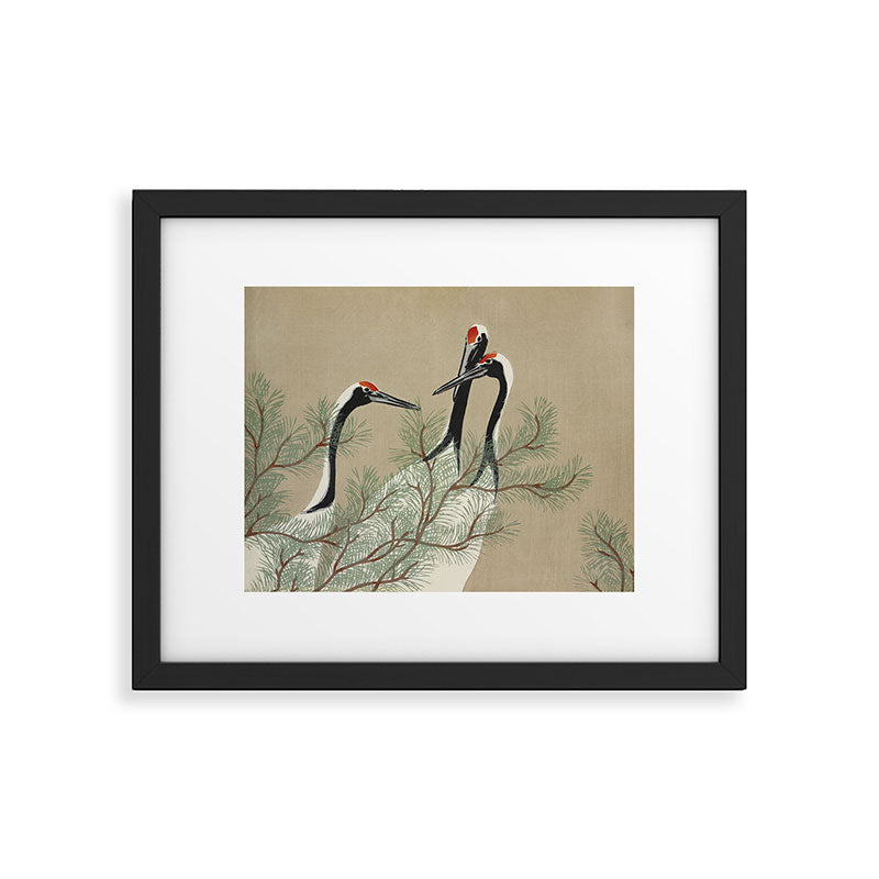 Japanese Tapestries, Japan Prints: Cranes from Momoyogusa by Kamisaka Sekka Framed Art Print Gallery Image 5