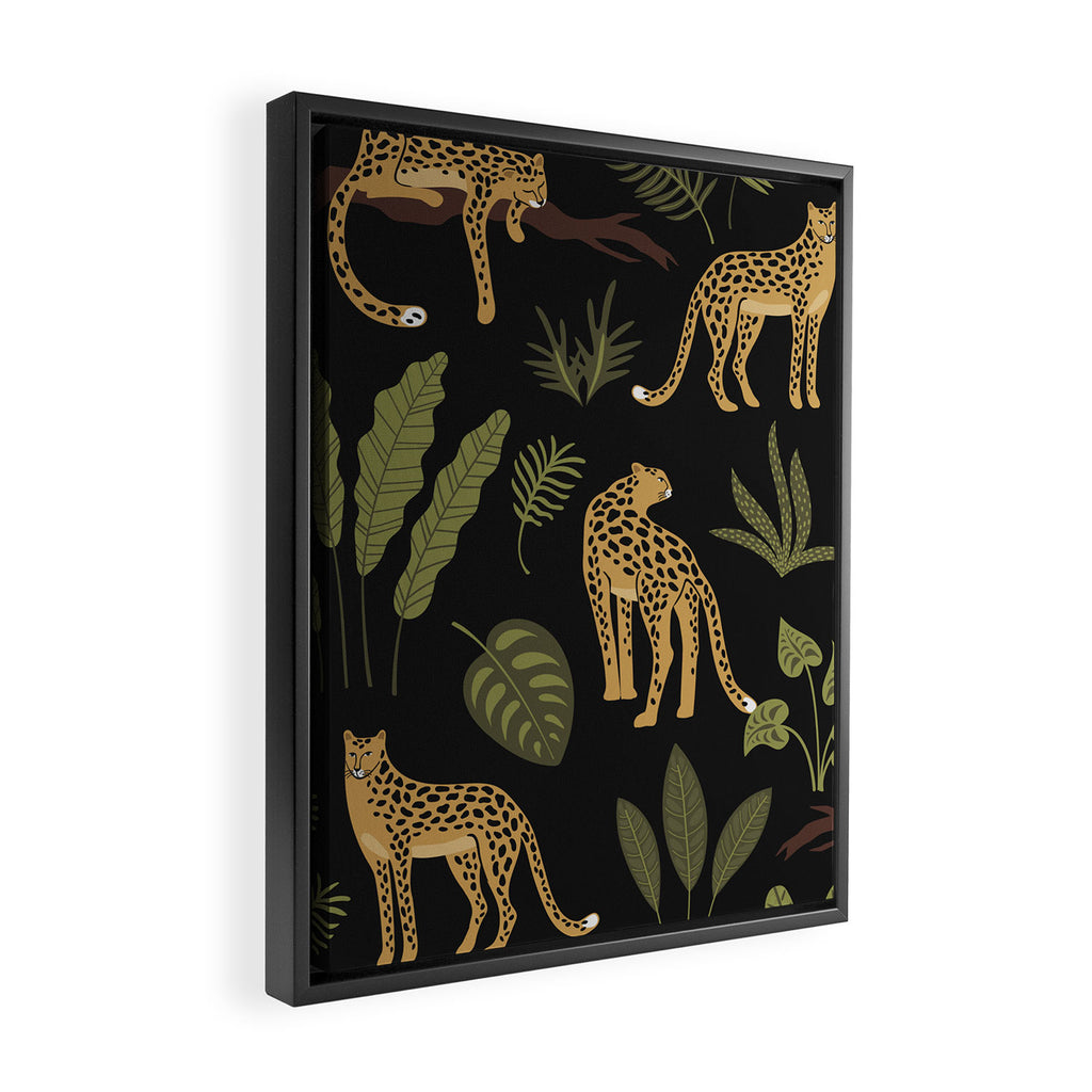 Jungle Night Cheetah Prints Framed Canvas Print Gallery Image 2