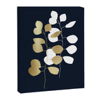 Leaf Duo, Gold and White on Navy Blue Canvas Print Gallery Image 8