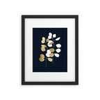 Leaf Duo, Gold and White on Navy Blue Framed Art Print Gallery Image 6