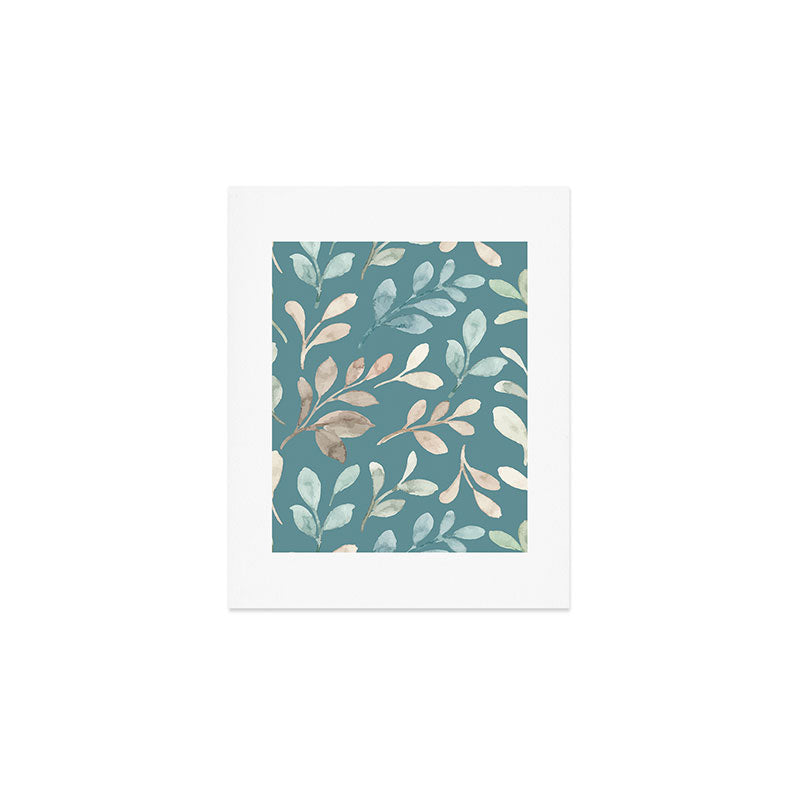 Leafy Teal Floral Art Print Gallery Image 1