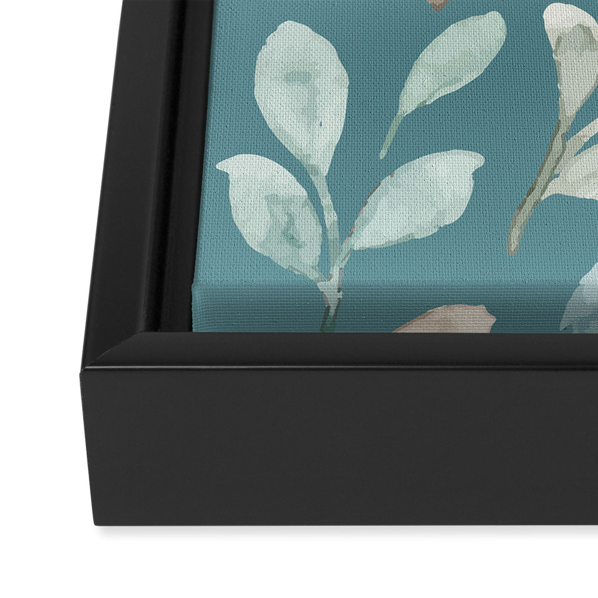 Leafy Teal Floral Framed Canvas Print Gallery Image 3