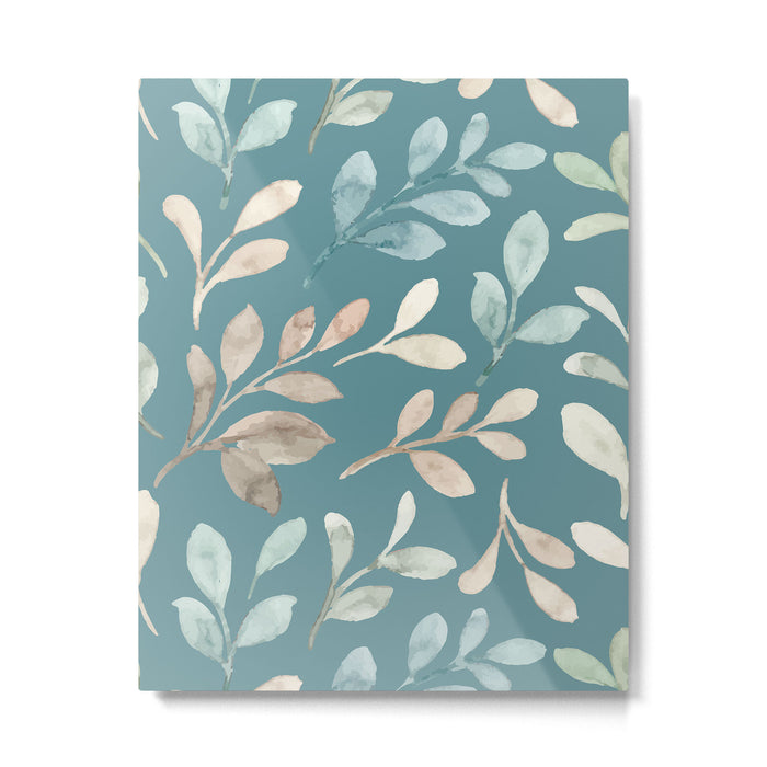 Leafy Teal Floral Metal Print Gallery Image 1