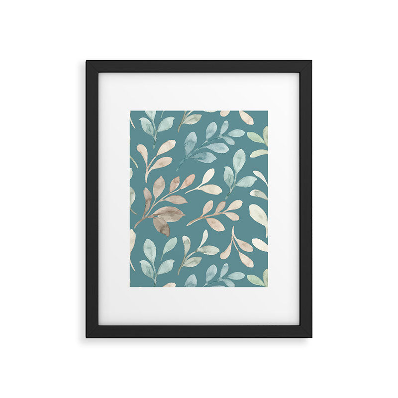 Leafy Teal Floral Framed Art Print Gallery Image 6