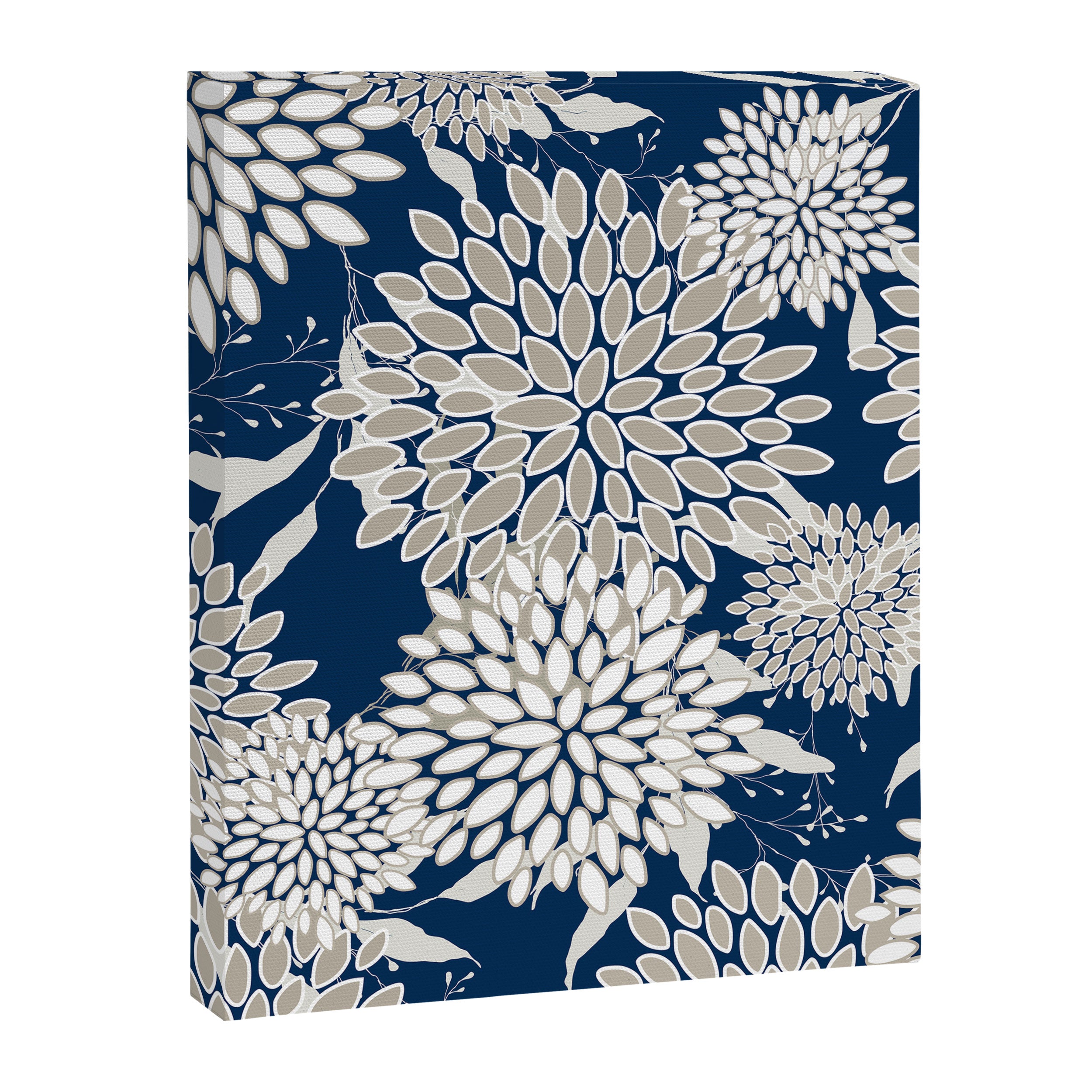 Leaves and Blooms, Blue and Gray Canvas Print Gallery Image 8