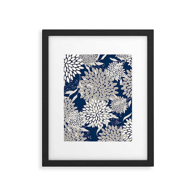 Leaves and Blooms, Blue and Gray Framed Art Print Gallery Image 6