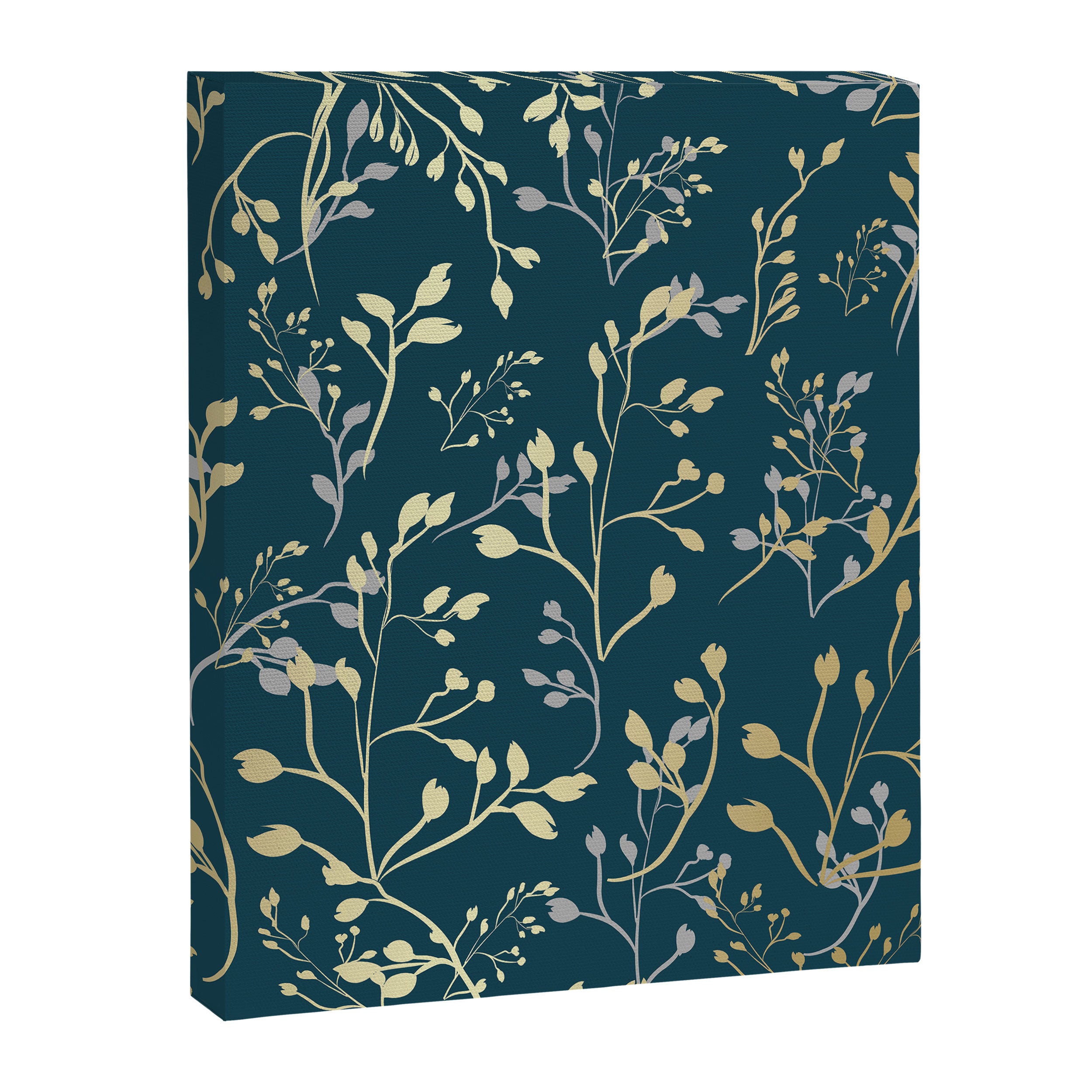 Leaves, Teal and Gold, Floral Artwork Print Canvas Print Gallery Image 8