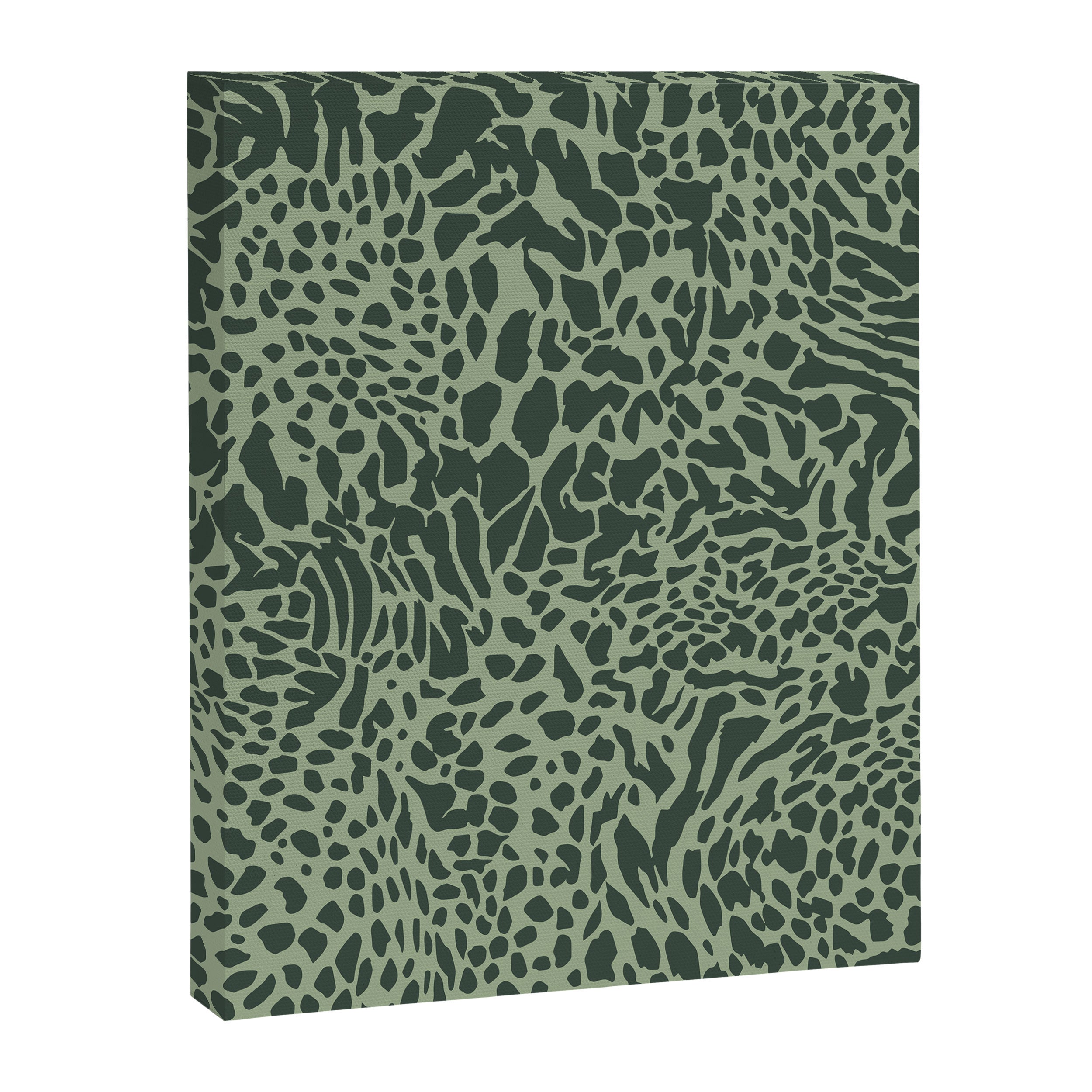 Leopard Print Pattern in Dark and Sage Green Canvas Print Gallery Image 8