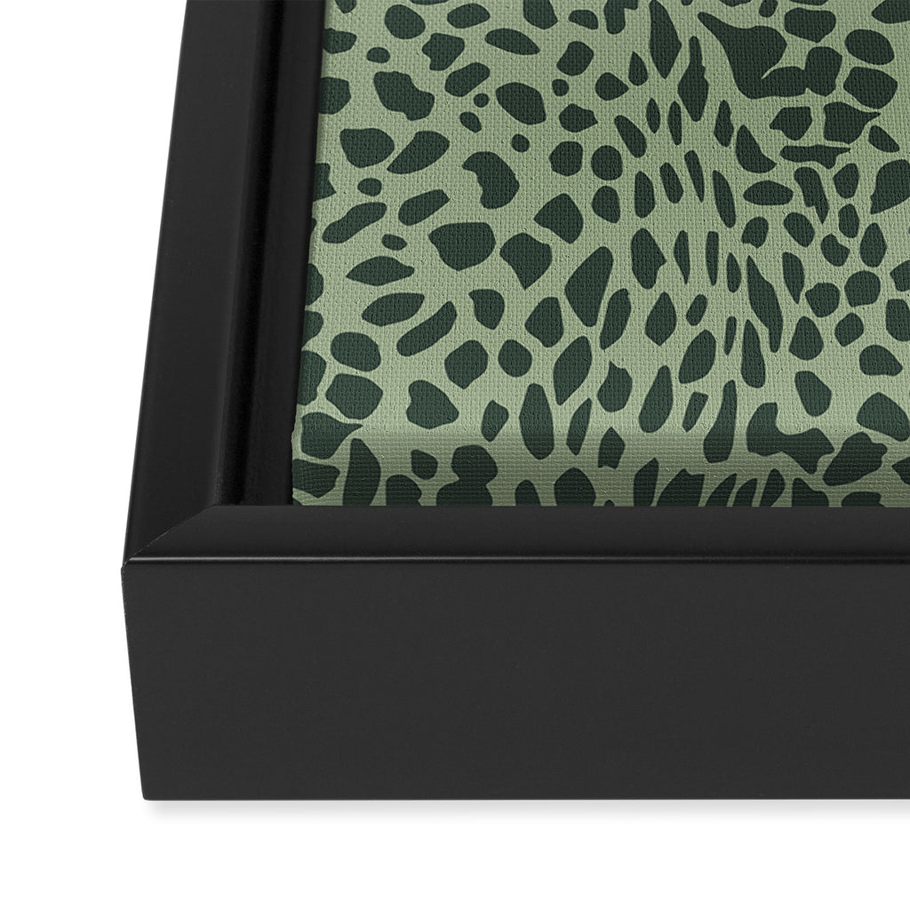 Leopard Print Pattern in Dark and Sage Green Framed Canvas Print Gallery Image 3