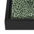 Leopard Print Pattern in Dark and Sage Green Framed Canvas Print Gallery Image 3