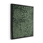 Leopard Print Pattern in Dark and Sage Green Framed Canvas Print Gallery Image 2
