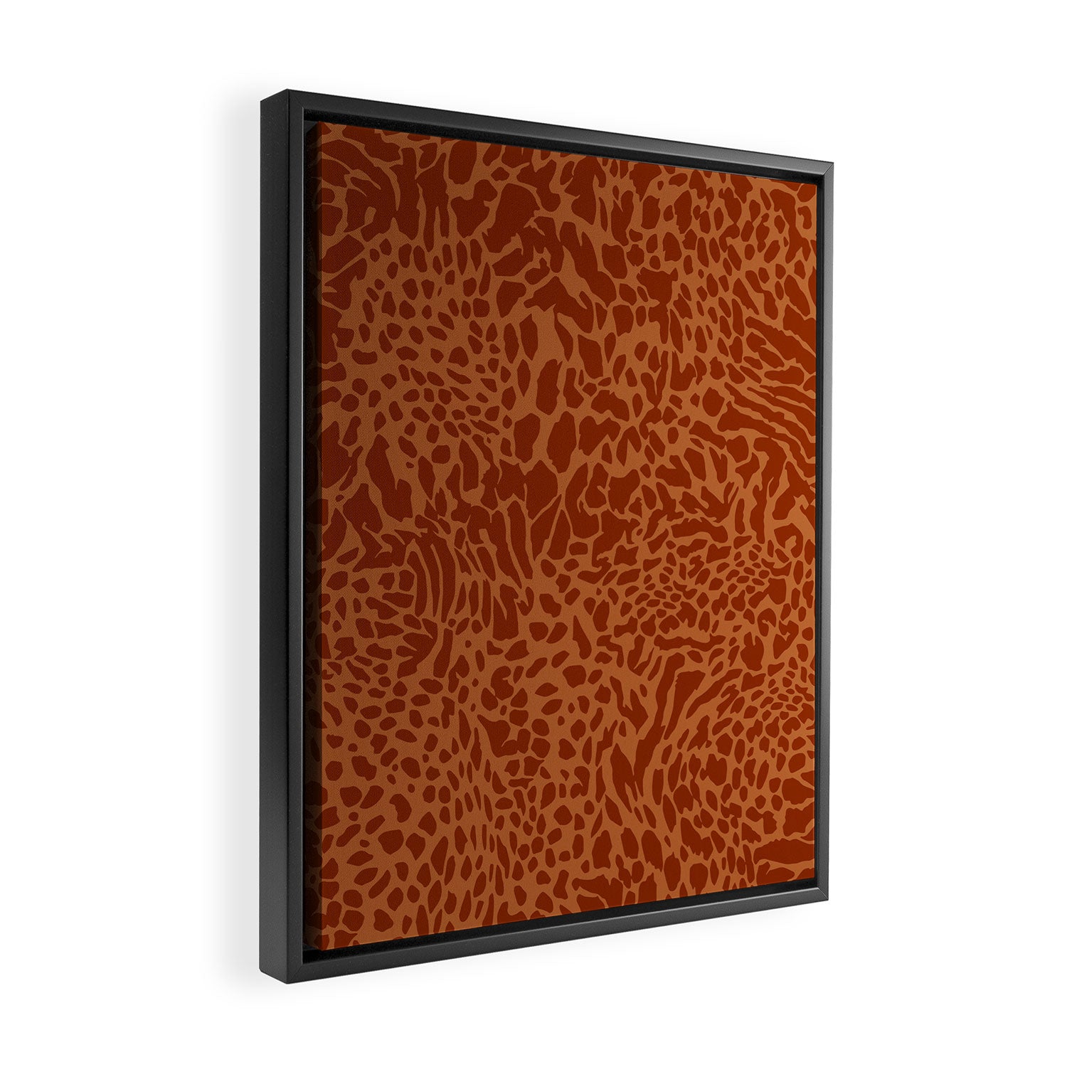 Leopard Print Pattern in Terracotta Framed Canvas Print Gallery Image 2