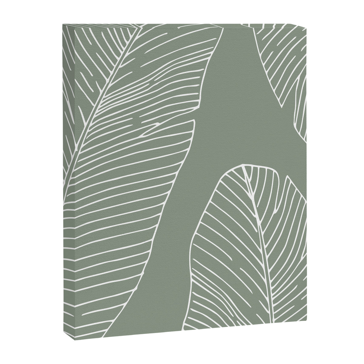Line Drawing, Green, Palms Print, Boho Wall Art Canvas Print Gallery Image 8