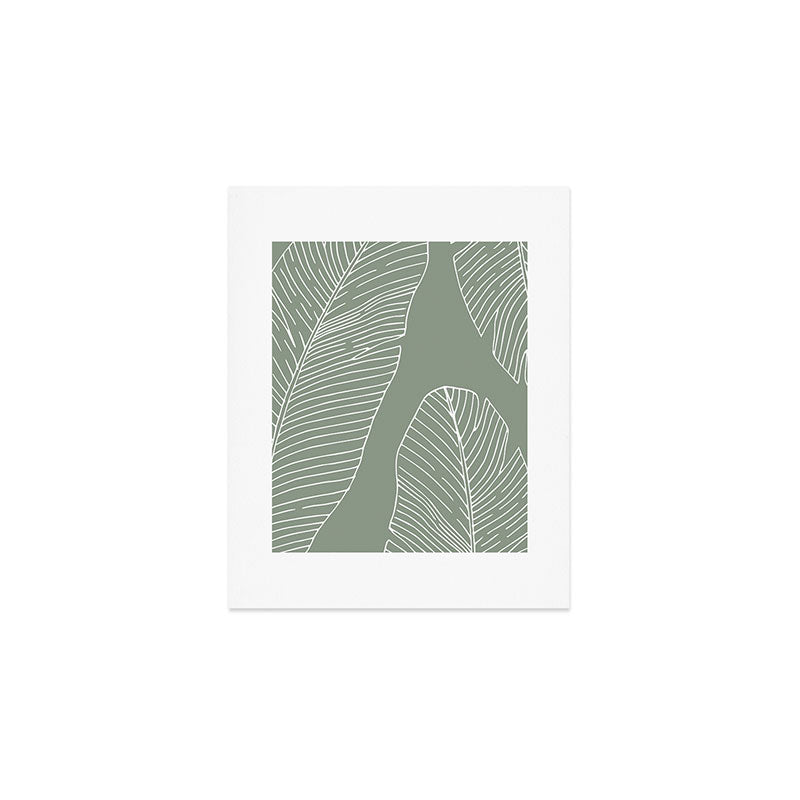 Line Drawing, Green, Palms Print, Boho Wall Art Art Print Gallery Image 1