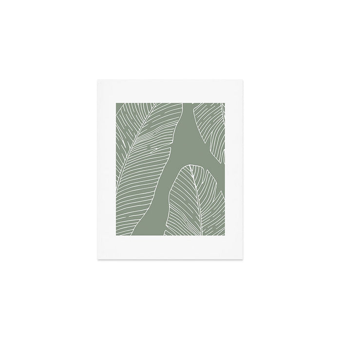 Line Drawing, Green, Palms Print, Boho Wall Art Art Print Gallery Image 1