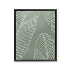 Line Drawing, Green, Palms Print, Boho Wall Art Framed Canvas Print Gallery Image 8