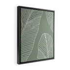 Line Drawing, Green, Palms Print, Boho Wall Art Framed Canvas Print Gallery Image 2