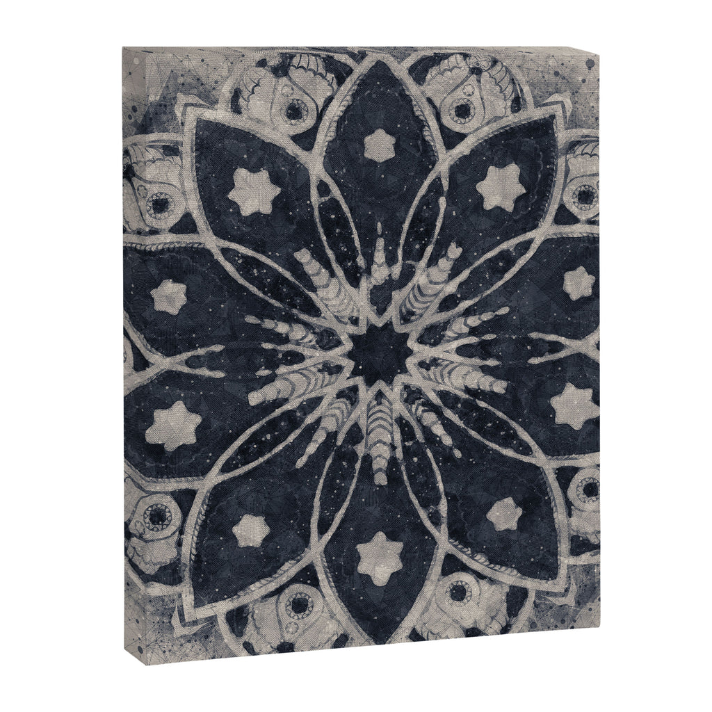 Mandala, Flower, Indigo Blue, Boho Art Canvas Print Gallery Image 8