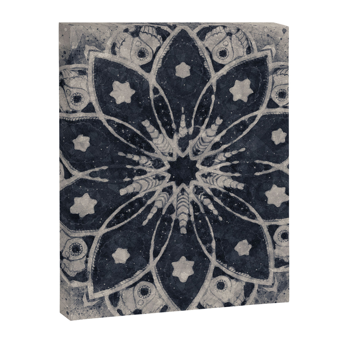 Mandala, Flower, Indigo Blue, Boho Art Canvas Print Gallery Image 8