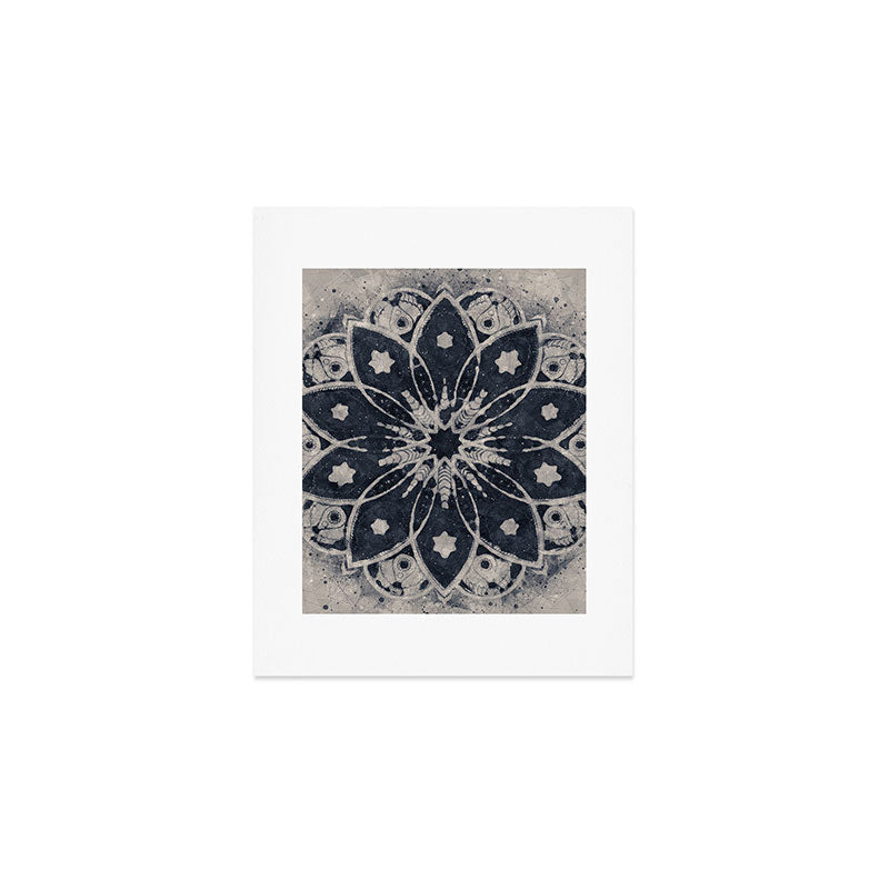 Mandala, Flower, Indigo Blue, Boho Art Art Print Gallery Image 1