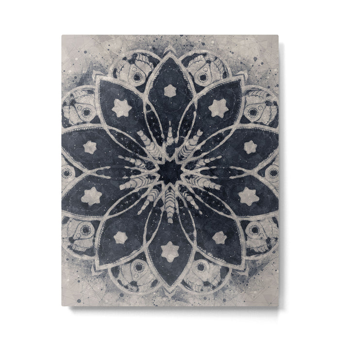 Mandala, Flower, Indigo Blue, Boho Art Metal Print Gallery Image 1