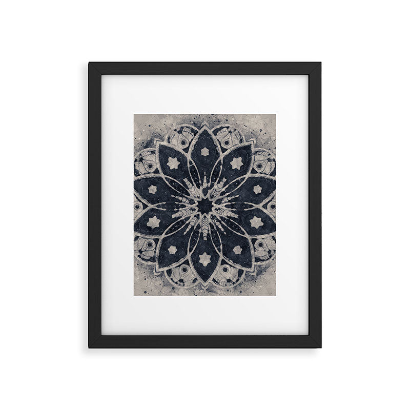 Mandala, Flower, Indigo Blue, Boho Art Framed Art Print Gallery Image 6
