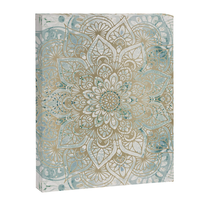 Mandala Flower, Teal and Gold, Floral Prints Canvas Print Gallery Image 1