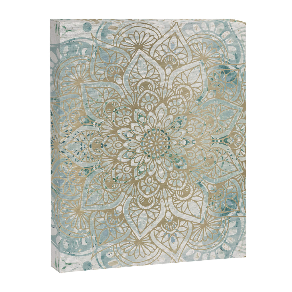 Mandala Flower, Teal and Gold, Floral Prints Canvas Print Gallery Image 8
