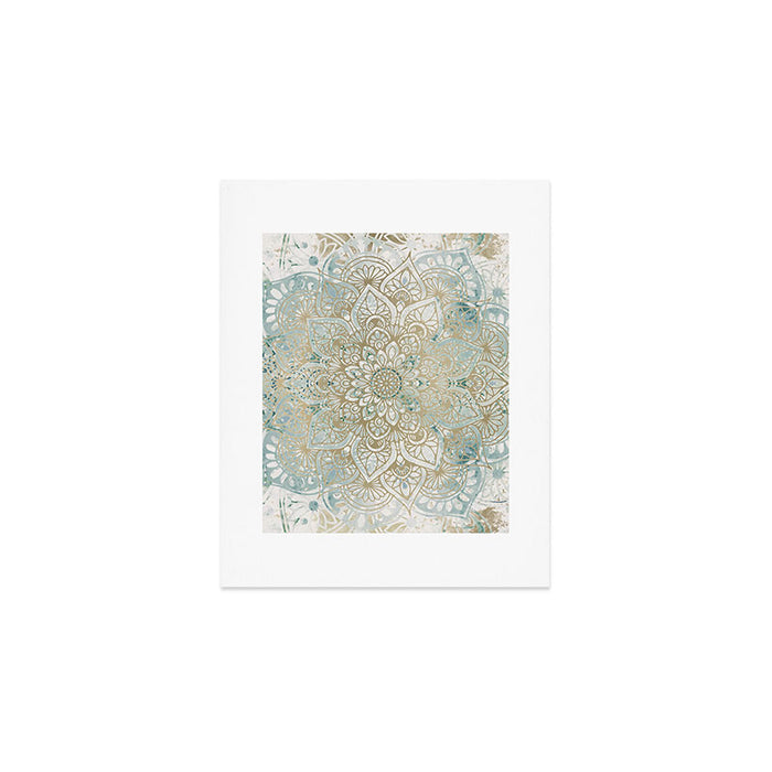 Mandala Flower, Teal and Gold, Floral Prints Art Print Gallery Image 1