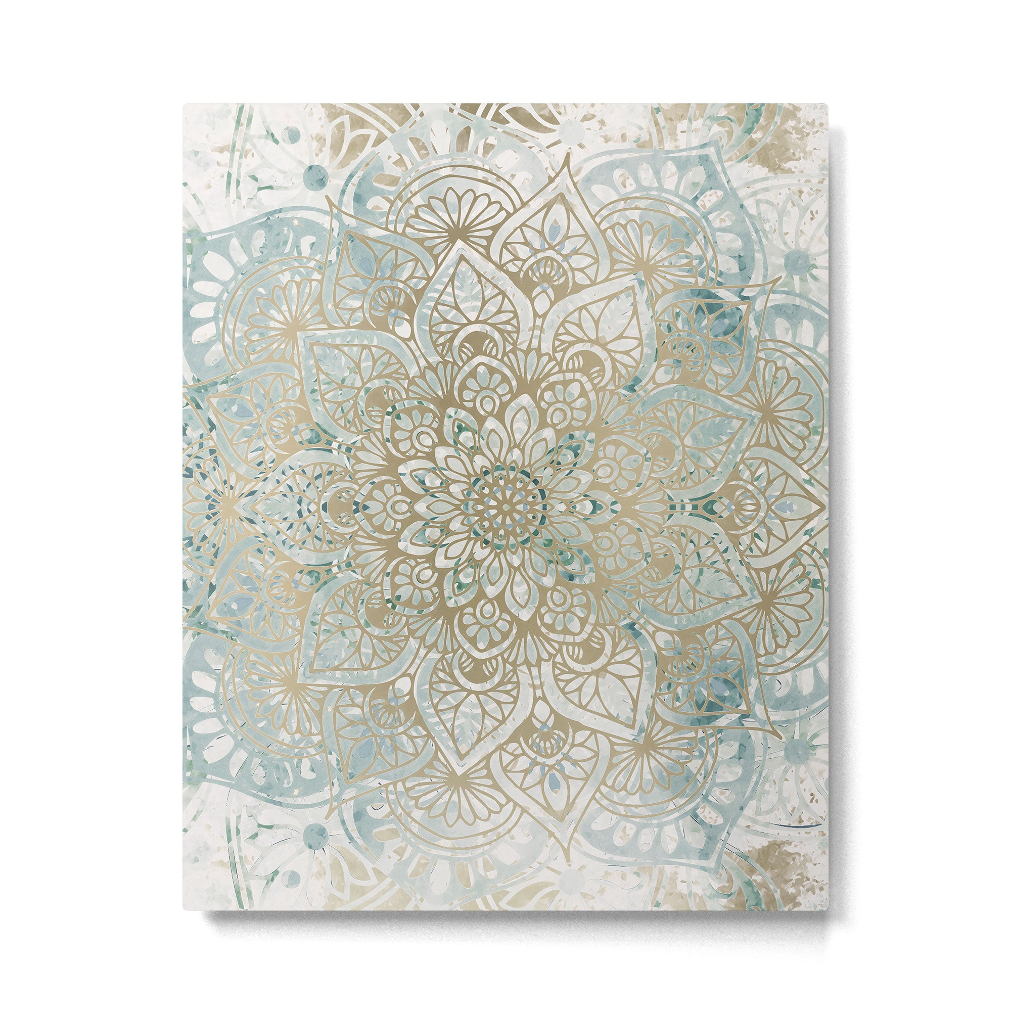 Mandala Flower, Teal and Gold, Floral Prints Metal Print Gallery Image 6
