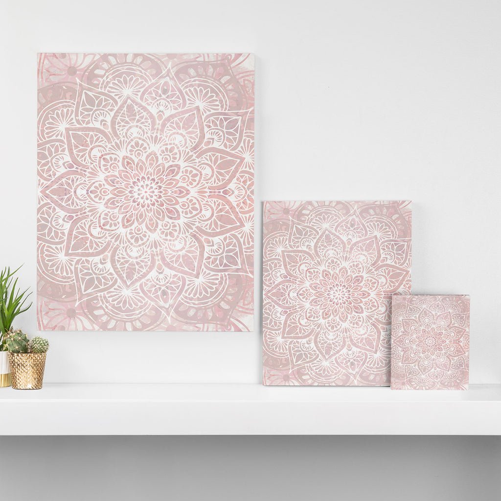 Mandala Yoga Love, Blush Pink Floral Canvas Print Gallery Image 3