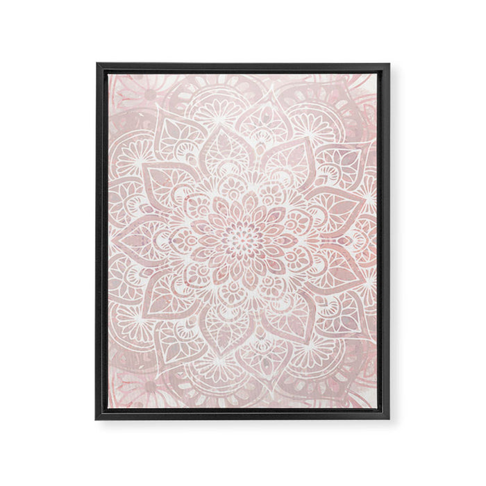 Mandala Yoga Love, Blush Pink Floral Framed Canvas Print Gallery Image 1