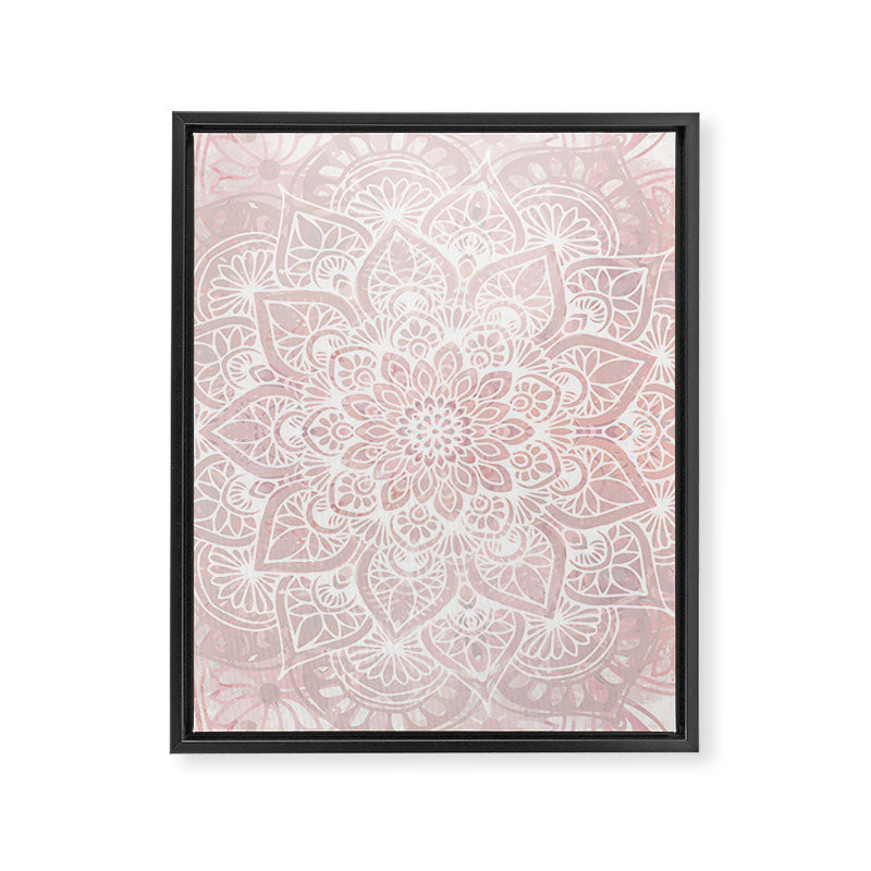 Mandala Yoga Love, Blush Pink Floral Framed Canvas Print Gallery Image 8