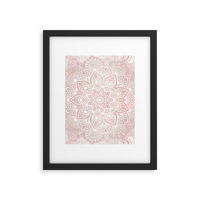 Mandala Yoga Love, Blush Pink Floral Framed Art Print Gallery Image 1