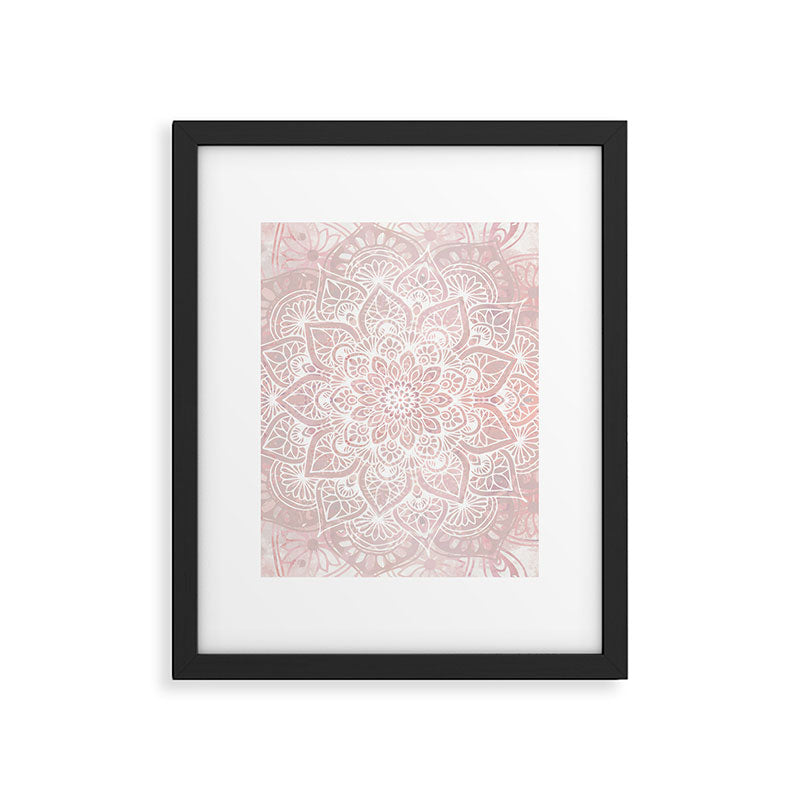 Mandala Yoga Love, Blush Pink Floral Framed Art Print Gallery Image 4