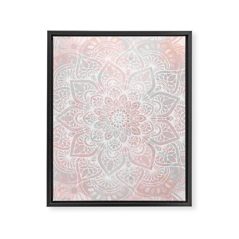 Mandala, Yoga, Love, Coral and Gray, Wall Art Boho Framed Canvas Print Gallery Image 8